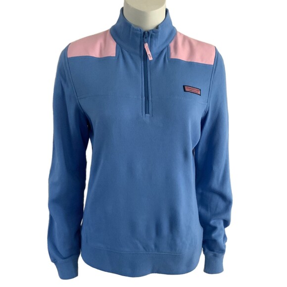 Vineyard Vines Dockside Shep Shirt Zip Blue Pink S - Picture 2 of 9